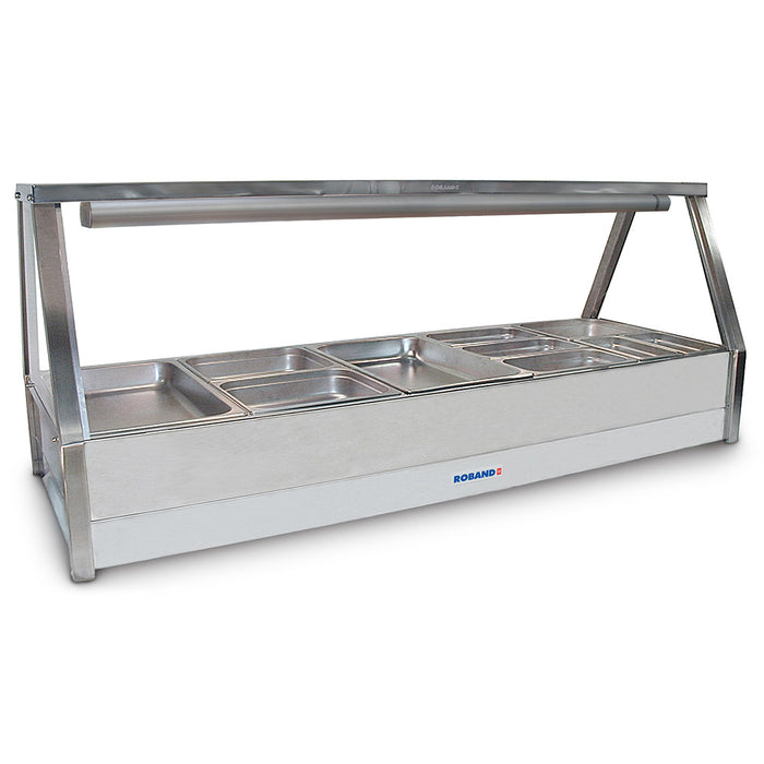 Roband Straight Glass Hot Food Display Bar, 10 pans double row with roller door - E25RD