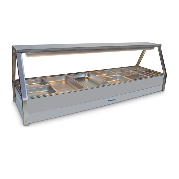 Roband Straight Glass Hot Food Display Bar, 12 pans double row with roller door - E26RD