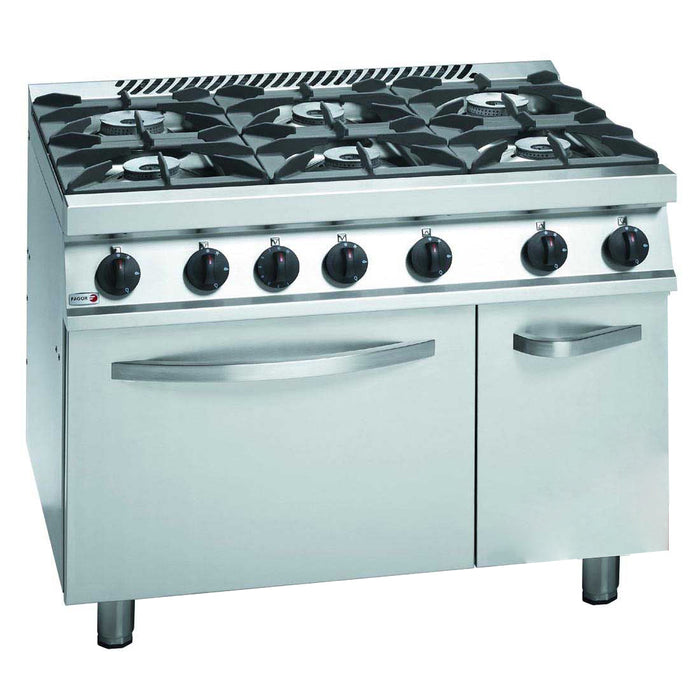 Fagor 700 Series Natural Gas 6 Burner with Gas Oven & Neutral Cabinet Under - CG7-61H