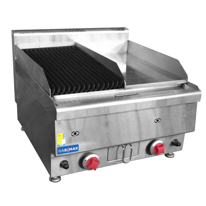 Gasmax Benchtop Combo 1/2 Char & 1/2 Griddle - JUS-TRGH60