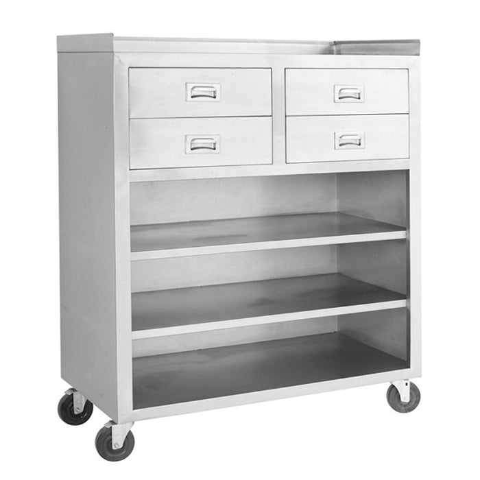 Modular Systems Stainless Steel Mobile Cabinet with 4 Drawers & 3 Shelves - MS116