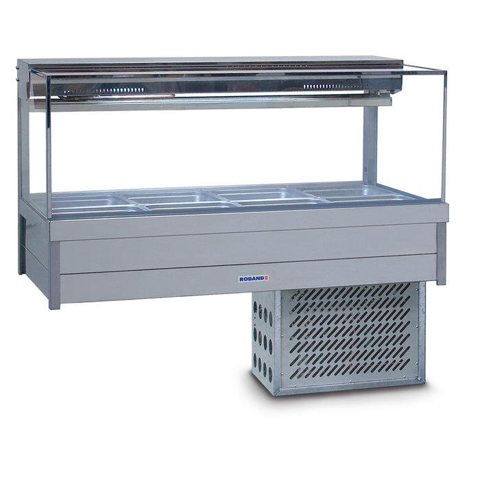 Roband Square Glass Refrigerated Display Bar - Piped and Foamed only (no motor), 8 pans - SFX24RD