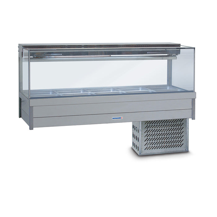 Roband Square Glass Refrigerated Display Bar - Piped and Foamed only (no motor), 10 pans - SFX25RD