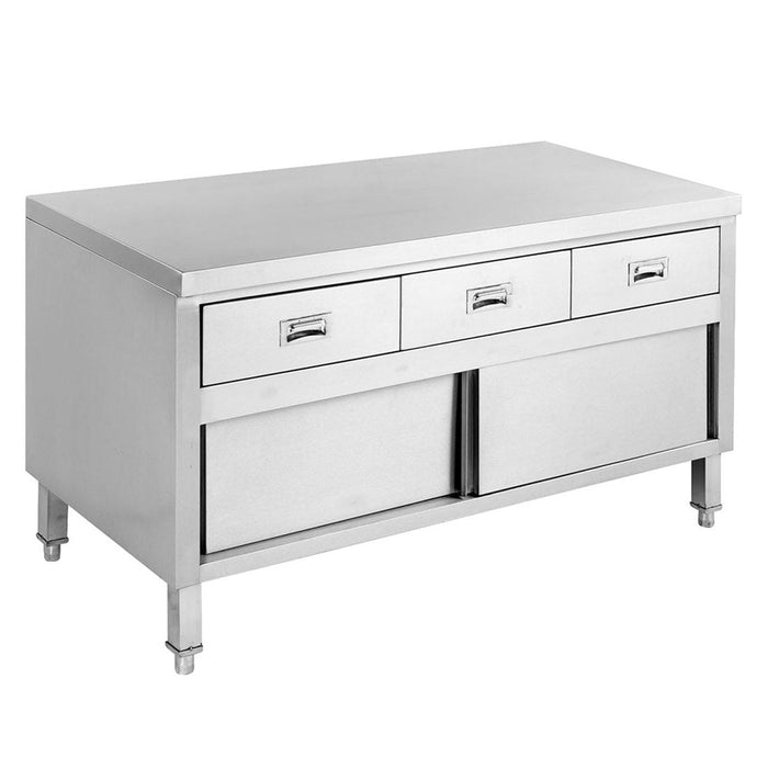 Modular Systems Stainless Steel Bench Cabinet with 3 Drawers & Doors 1200mm - SKTD6-1200