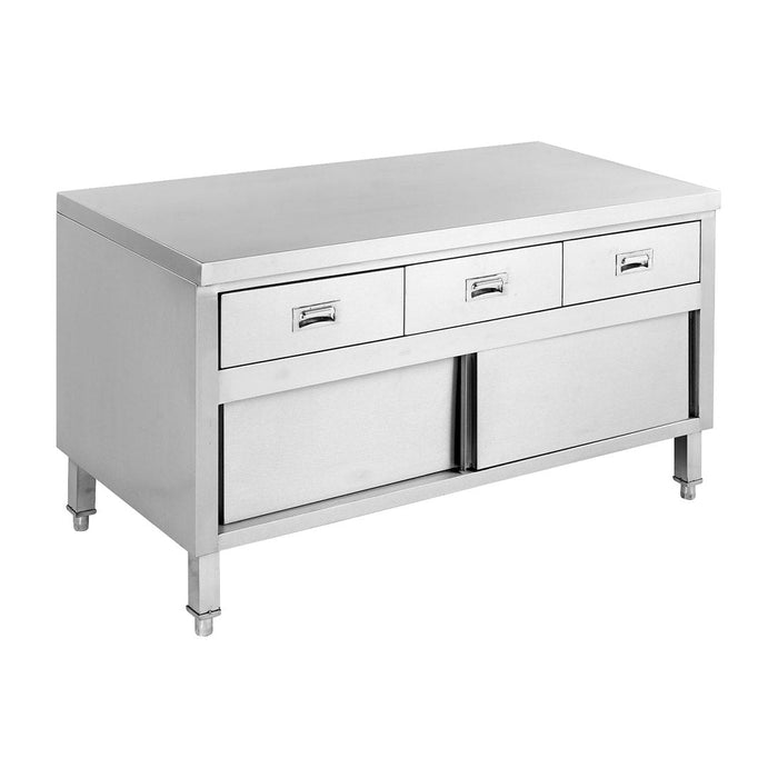 Modular Systems Stainless Steel Bench Cabinet with 3 Drawers & Doors 1500mm - SKTD6-1500