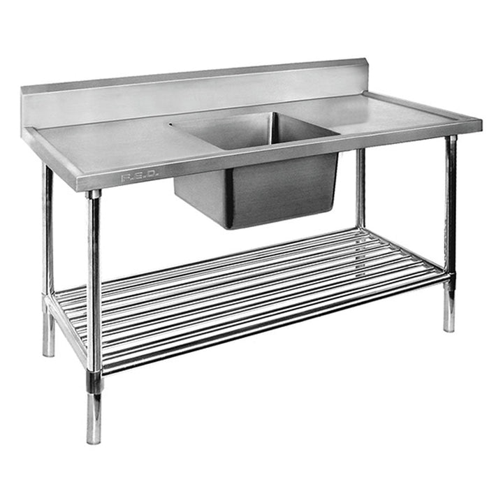 Modular Systems Stainless Steel Single Sink Bench & Pot Undershelf 1200 to 2400mm - SSB6 & SSB7