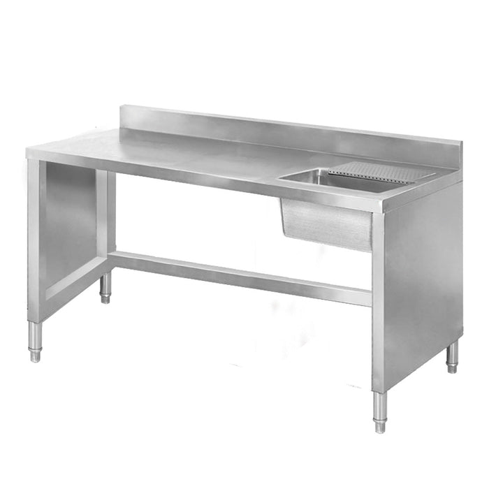 Modular Systems Stainless Steel Sink Work Bench with Splashback 1400mm - SSB6-1400R