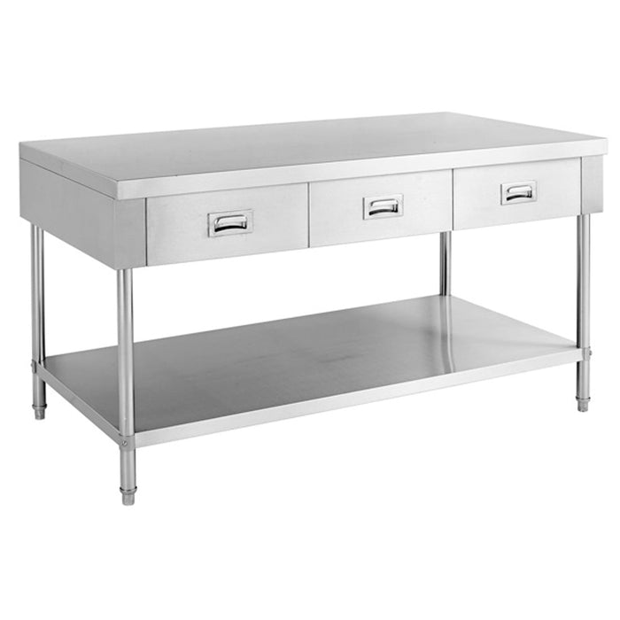 Modular Systems Stainless Steel Work Bench with 3 Drawers & Undershelf 1500x600x900 - SWBD-6-1500