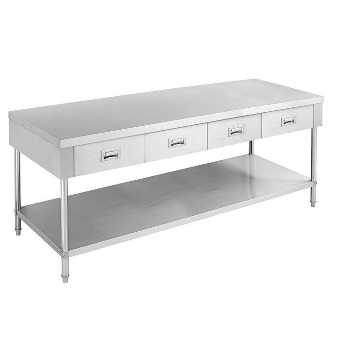Modular Systems Stainless Steel Work Bench with 4 Drawers & Undershelf 1800x600x900 - SWBD-6-1800