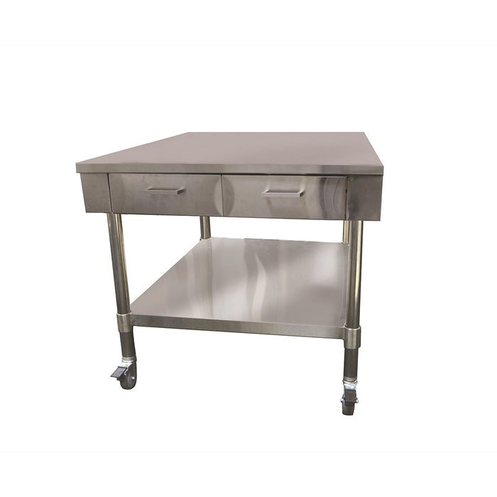 Modular Systems Stainless Steel Work Bench with 2 Drawers & Undershelf - SWBD8-2