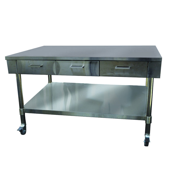 Modular Systems Stainless Steel Work Bench with 3 Drawers & Undershelf - SWBD8-3