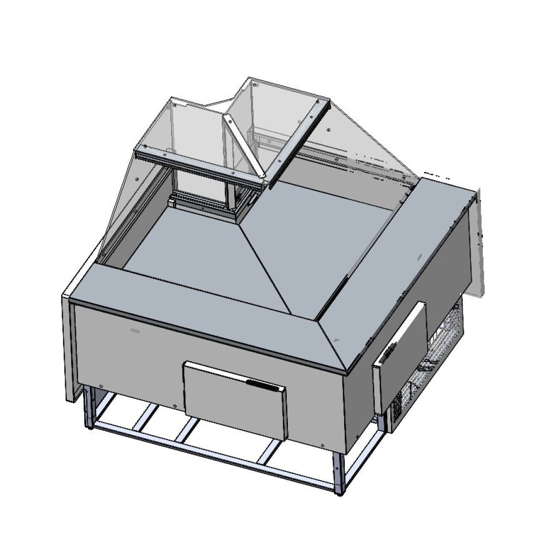 Tecnodom Series MR Corner Deli Display w/ Storage & Castors - FHE TDMR-I