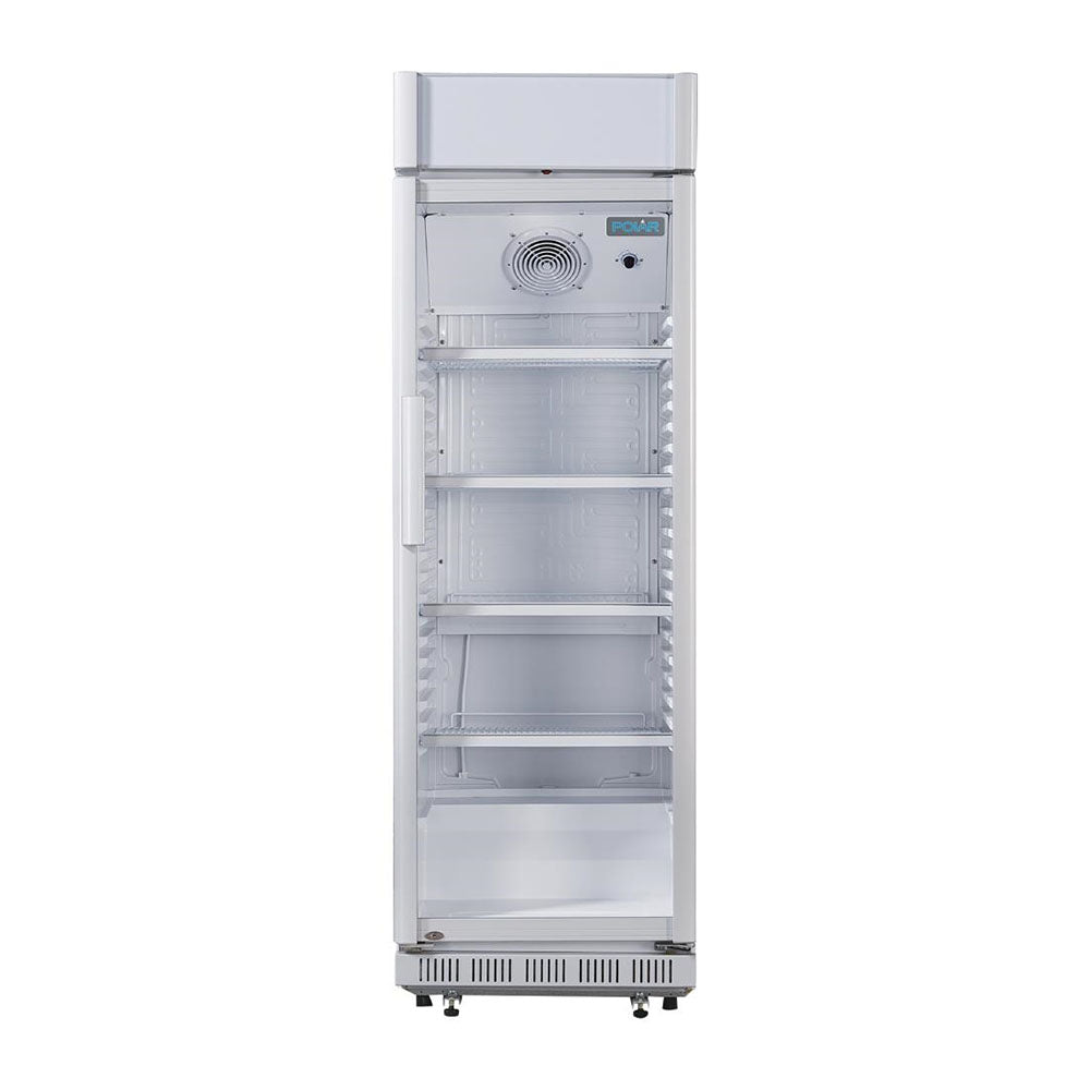 Polar C-Series 1 Glass Door Upright Display Cooler with Light Box 346L White - CC064-A