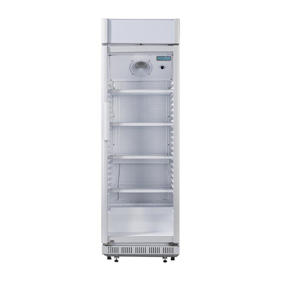 Polar C-Series 1 Glass Door Upright Display Cooler with Light Box 346L White - CC064-A