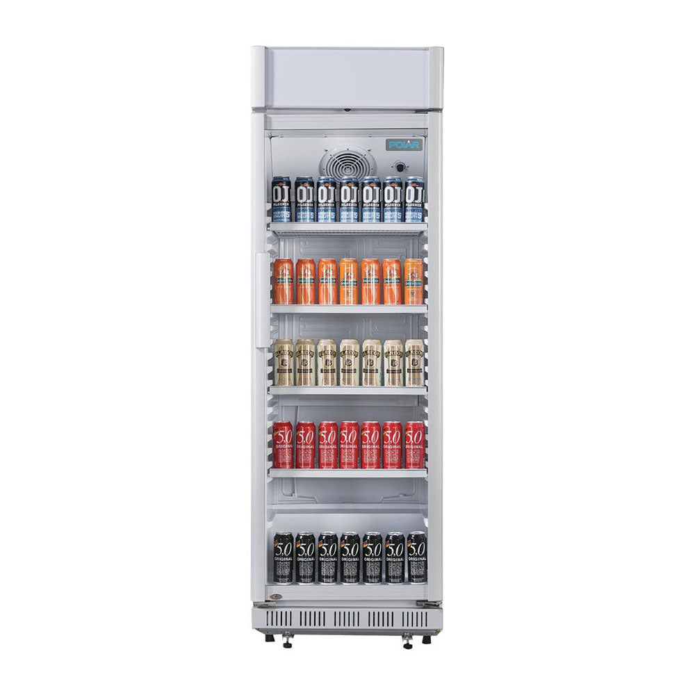 Polar C-Series 1 Glass Door Upright Display Cooler with Light Box 346L White - CC064-A