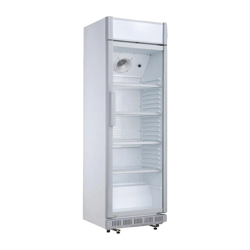 Polar C-Series 1 Glass Door Upright Display Cooler with Light Box 346L White - CC064-A