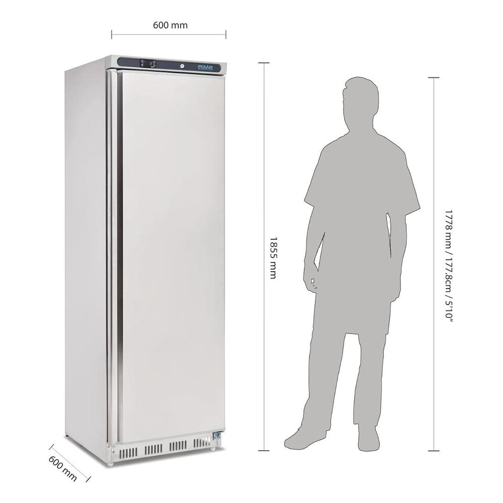 Polar C-Series 1 Solid Door Upright Fridge 400L Stainless Steel - CD082-A