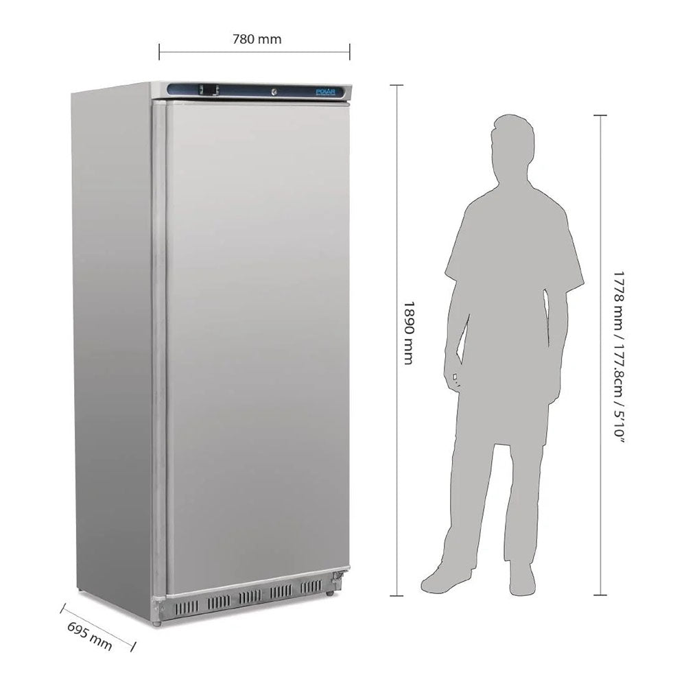 Polar C-Series 1 Solid Door Upright Freezer 600L Stainless Steel - CD085-A