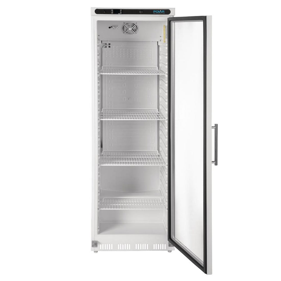 Polar C-Series 1 Glass Door Upright Display Fridge 400L White - CD087-A