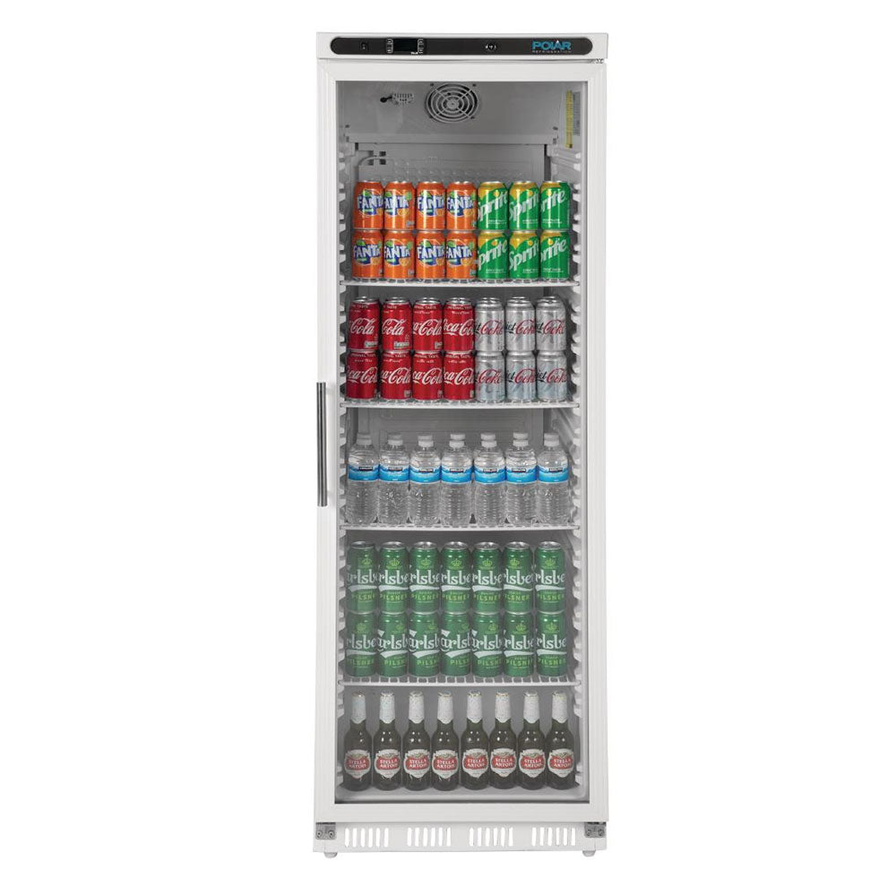 Polar C-Series 1 Glass Door Upright Display Fridge 400L White - CD087-A