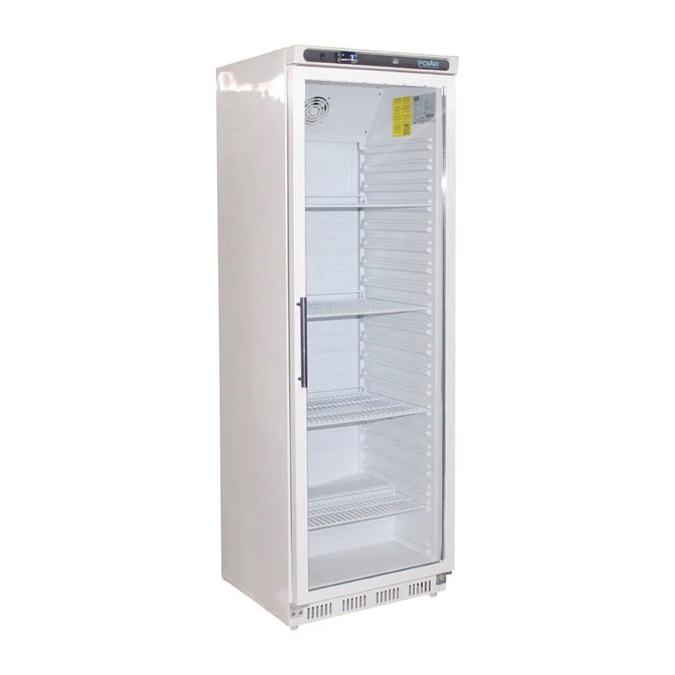 Polar C-Series 1 Glass Door Upright Display Fridge 400L White - CD087-A