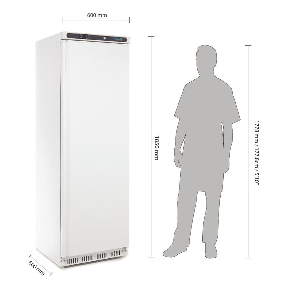 Polar C-Series 1 Solid Door Upright Fridge 400L White - CD612-A