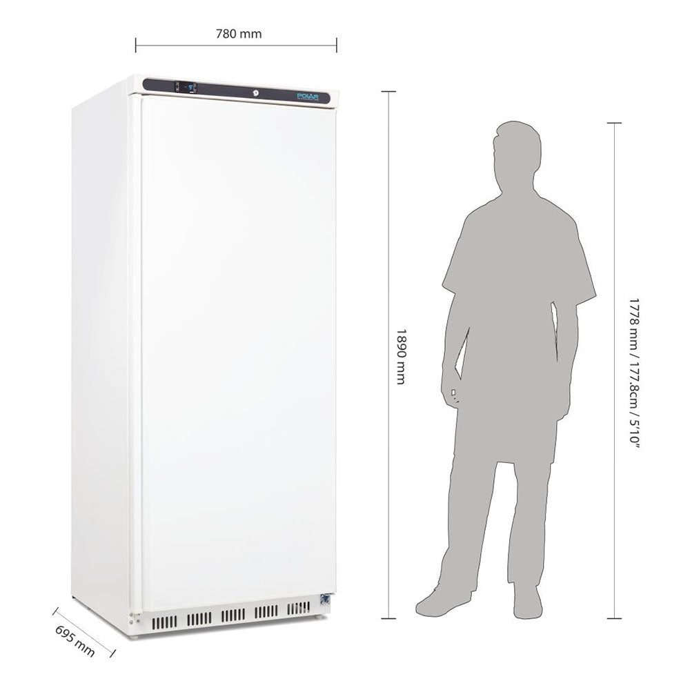 Polar C-Series 1 Door Upright Freezer 600L White - CD615-A