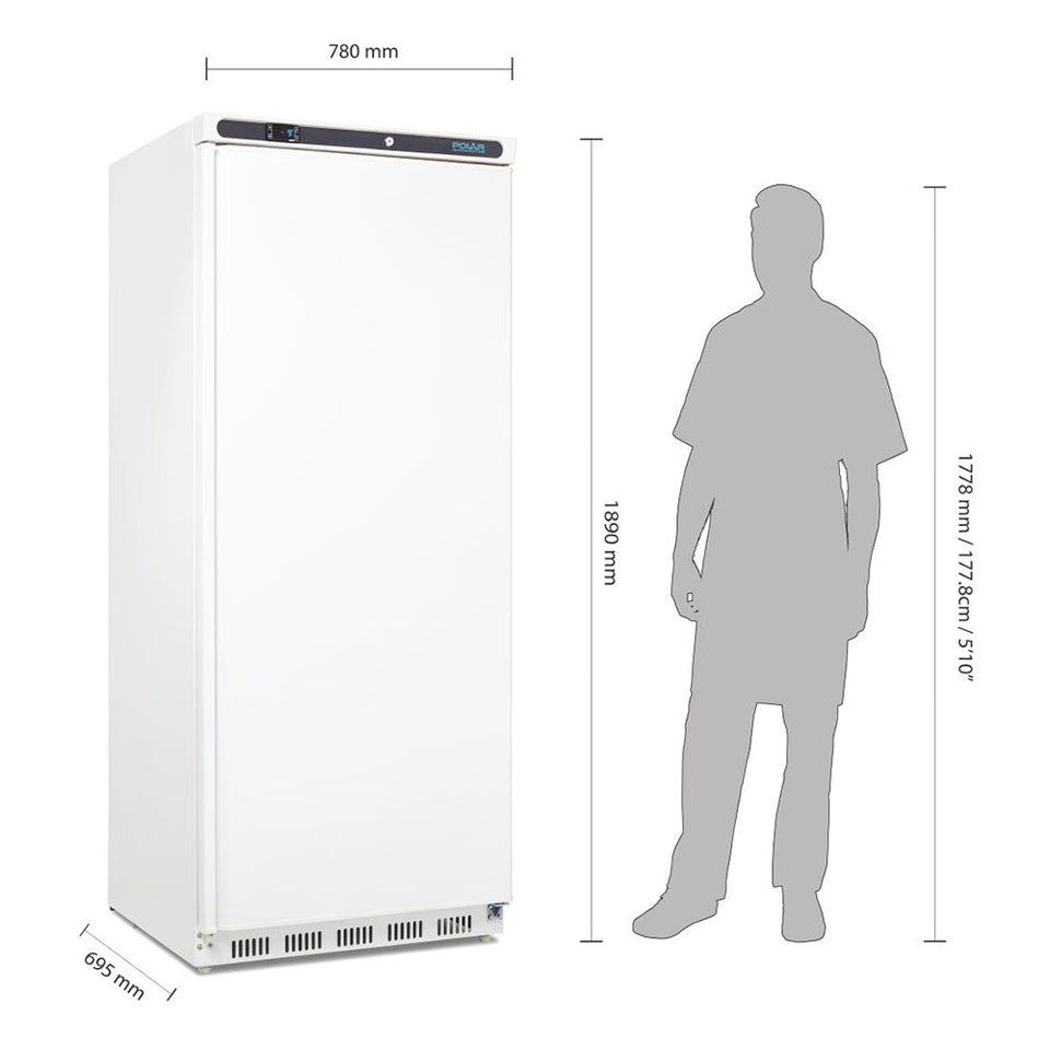 Polar C-Series 1 Door Upright Freezer 600L White - CD615-A