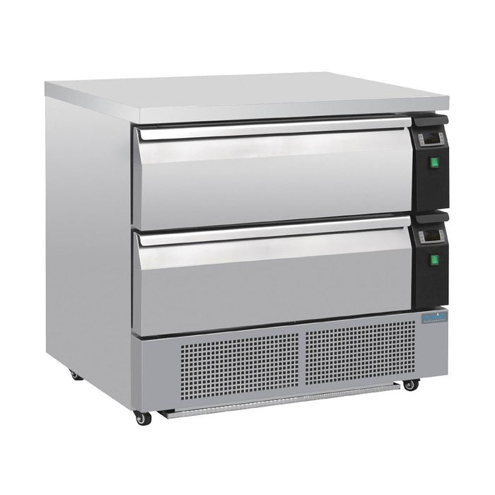 Polar U-Series Double Drawer Counter Fridge Freezer 4xGN - DA996-A