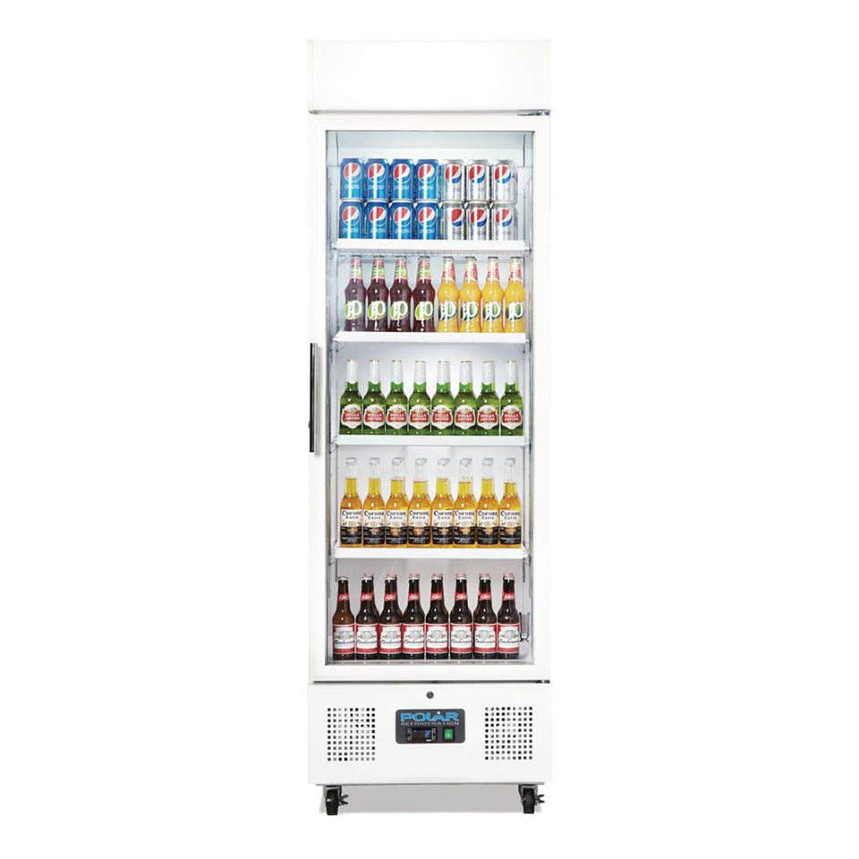 Polar G-Series 1 Door Upright Display Fridge 368L White - DM076-A