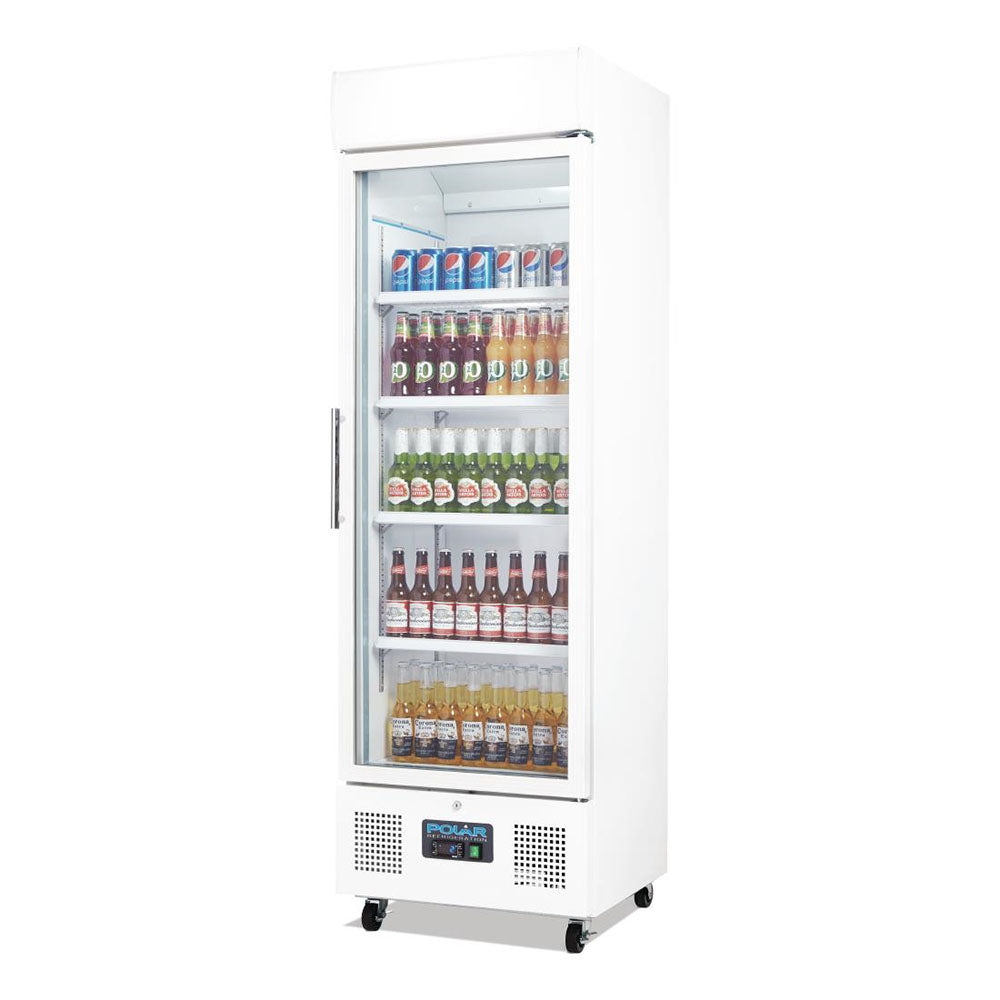 Polar G-Series 1 Door Upright Display Fridge 368L White - DM076-A