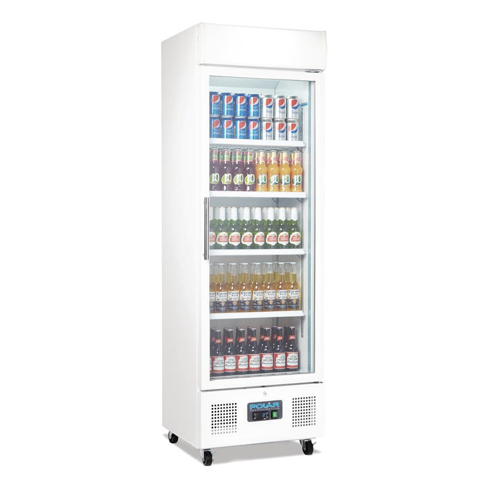 Polar G-Series 1 Door Upright Display Fridge 368L White - DM076-A