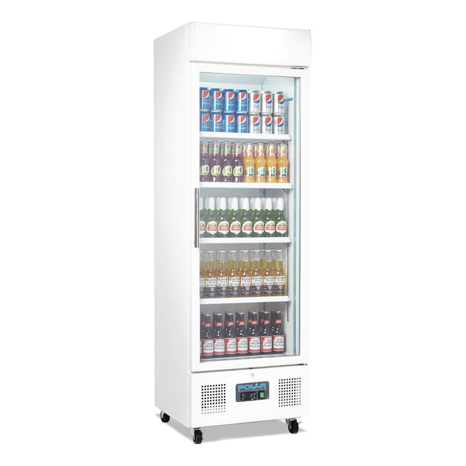 Polar G-Series 1 Door Upright Display Fridge 368L White - DM076-A