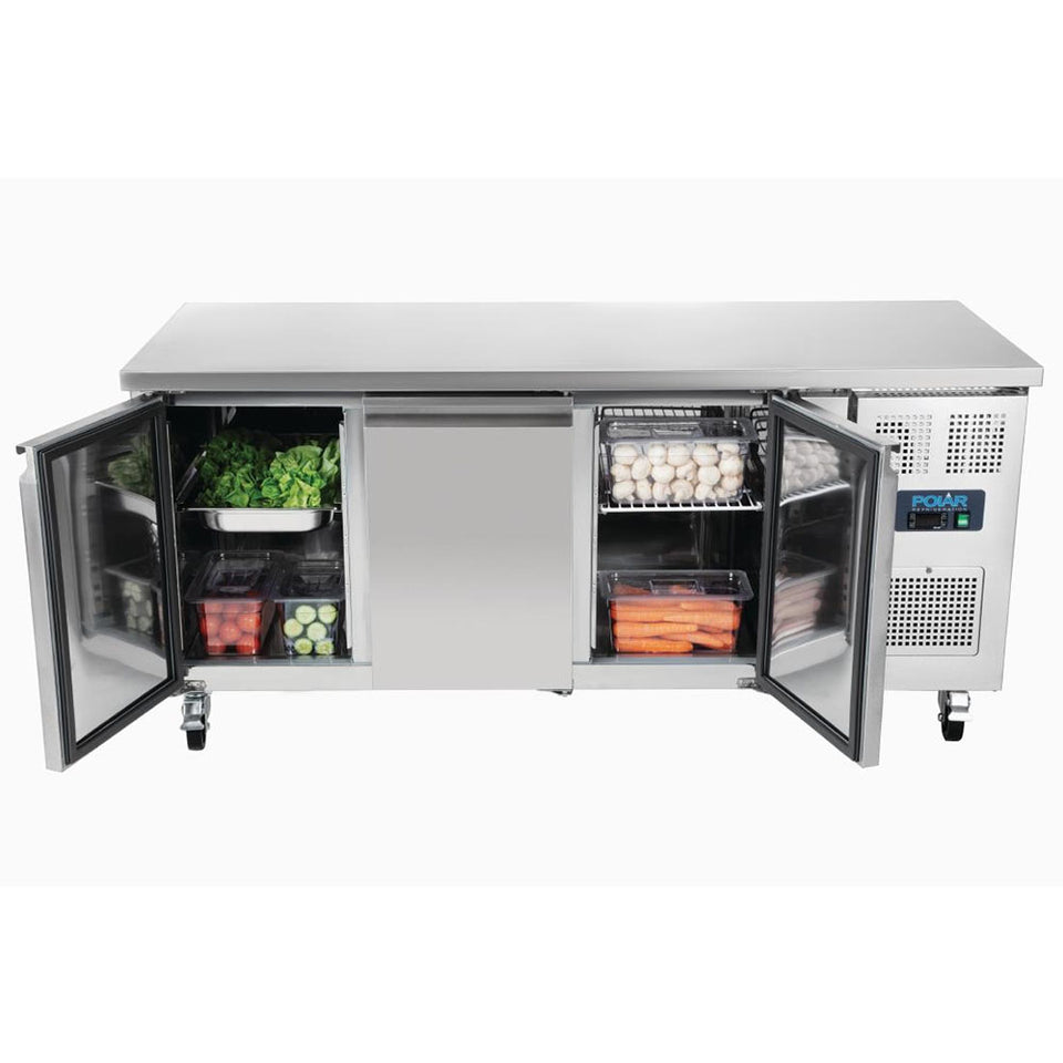 Polar U-Series 3 Door Counter Fridge 417L - UA048-A