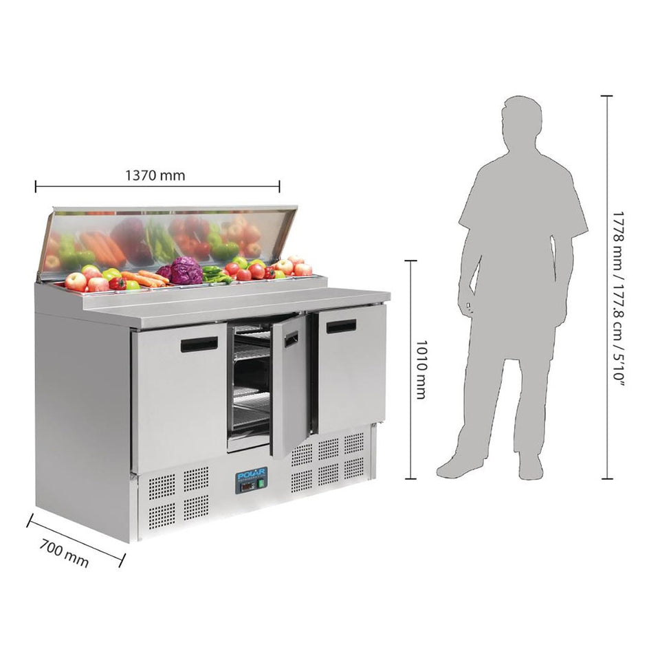 Polar G-Series Pizza Prep Counter Fridge 390L - G605-A