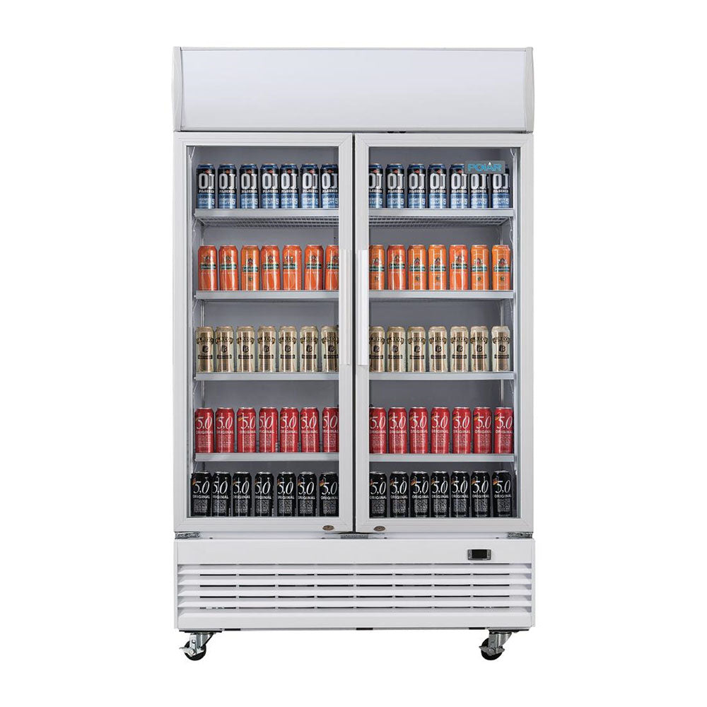 Polar G-Series 2 Hinged Door Upright Display Cooler with Light Box 950L - GE580-A
