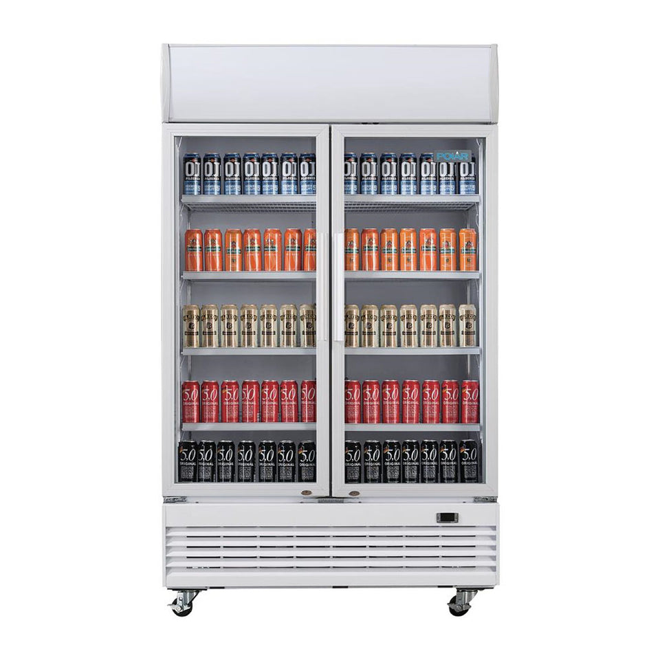 Polar G-Series 2 Hinged Door Upright Display Cooler with Light Box 950L - GE580-A
