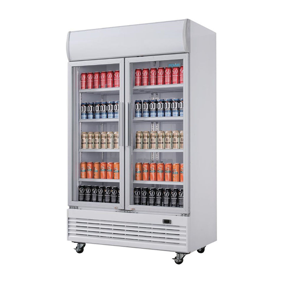 Polar G-Series 2 Hinged Door Upright Display Cooler with Light Box 950L - GE580-A