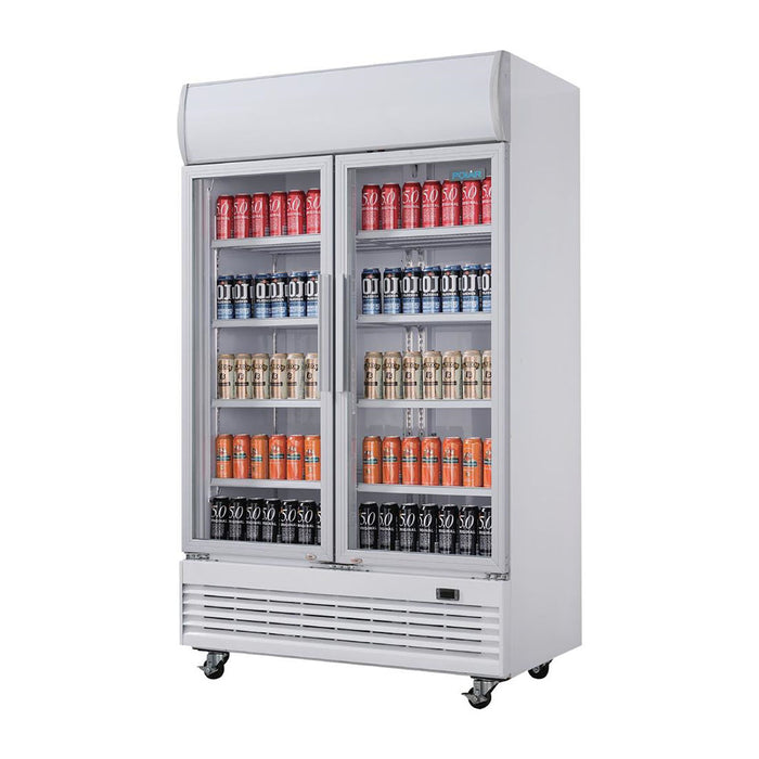 Polar G-Series Hinged Door Upright Display Cooler with Light Box 950L - GE580-A