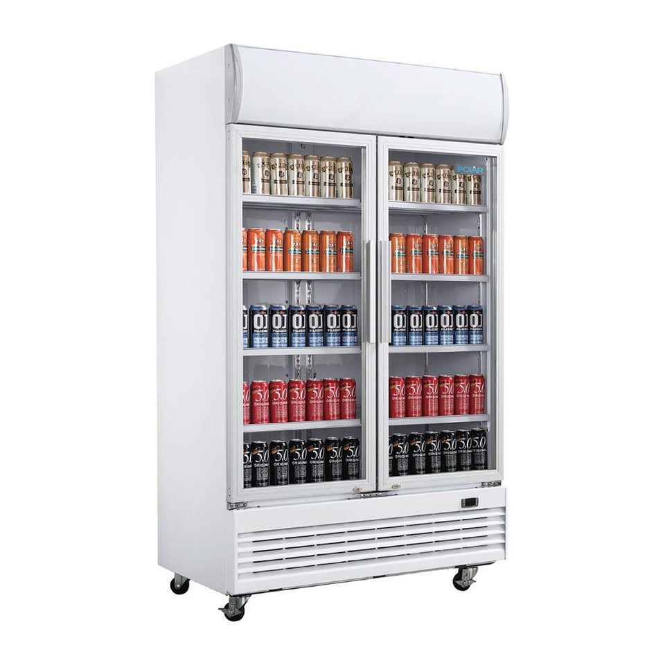 Polar G-Series 2 Hinged Door Upright Display Cooler with Light Box 950L - GE580-A