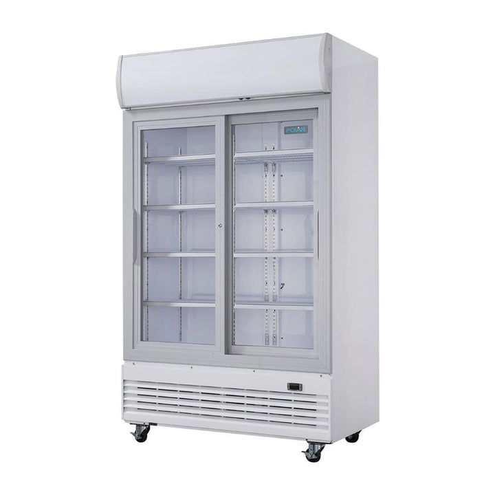 Polar G-Series 2 Sliding Door Upright Display Cooler with Light Box 950L - GE581-A