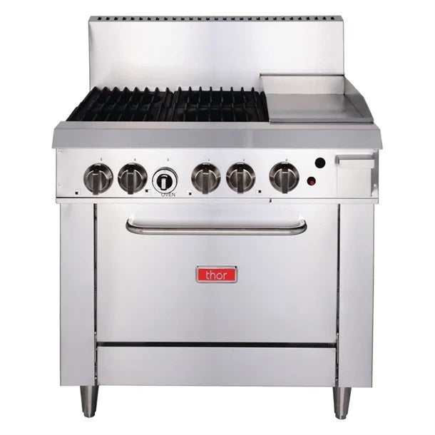 Thor Natural Gas 4 Burner Oven with 12" Griddle with flame failure - GH102-N