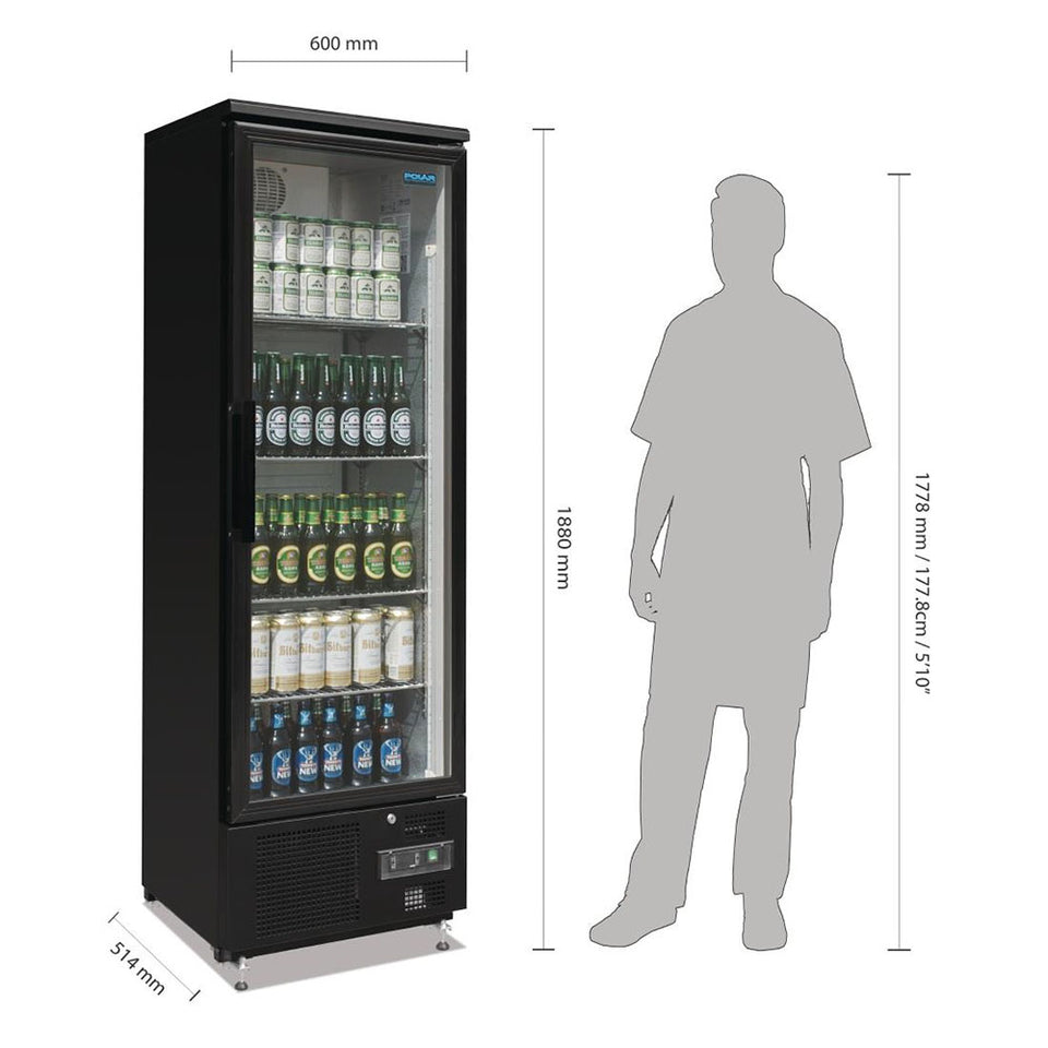 Polar G-Series 2 Door Upright Back Bar Cooler with Hinged Door 307L - GJ447-A