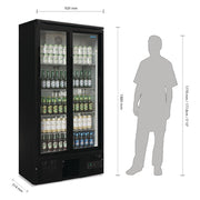 Polar G-Series 2 Door Upright Back Bar Cooler with Sliding Doors 490L - GJ448-A