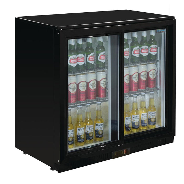 Polar G-Series Back Bar Cooler with 2 Sliding Doors 198L Black - GL010-A